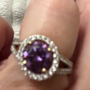 Elegant Purple Halo Cocktail Ring - Women Jewelry